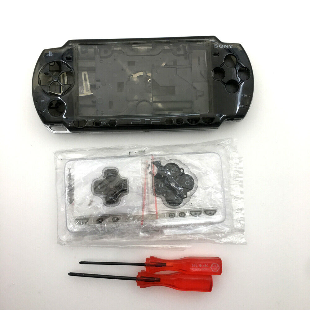 Clear Black Shell Full Housing case Cover kits Replacement For Sony PSP 3000