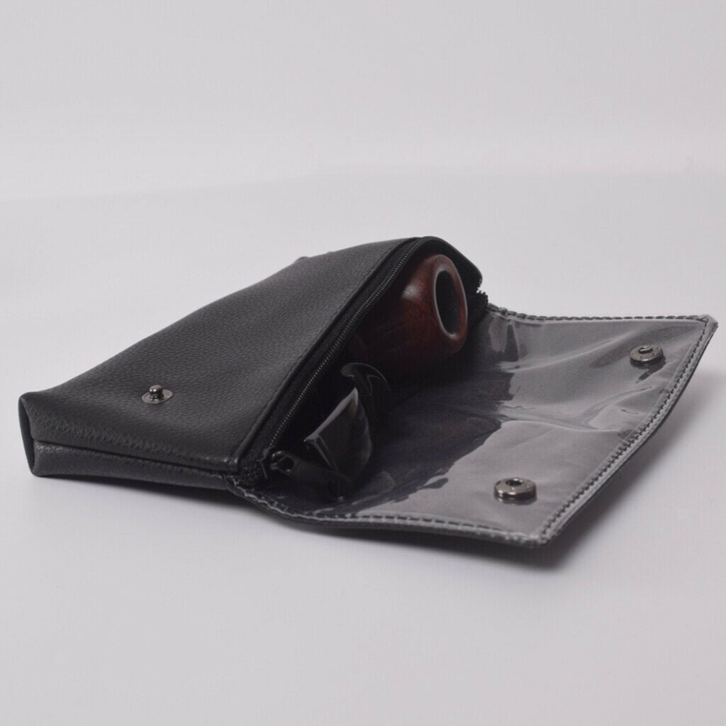 Black Tobacco Case Holder Leather Pipe Pouch Holder Smoking Accs 158x75mm