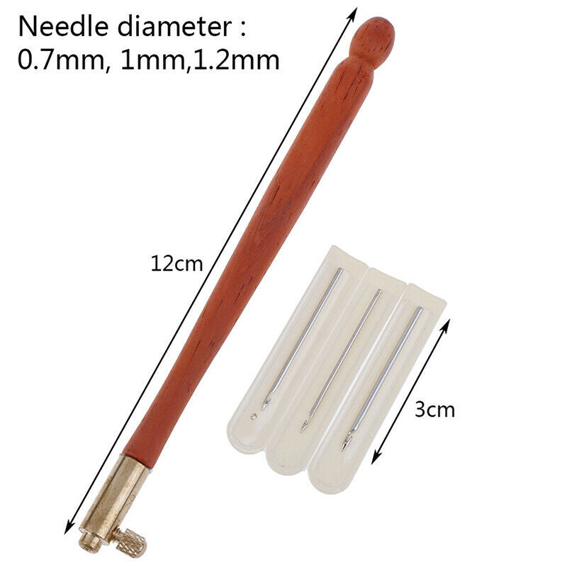 French Embroidery Needles Hook with 3 Needles Bead Glitter Bead Embroidery Y*WF