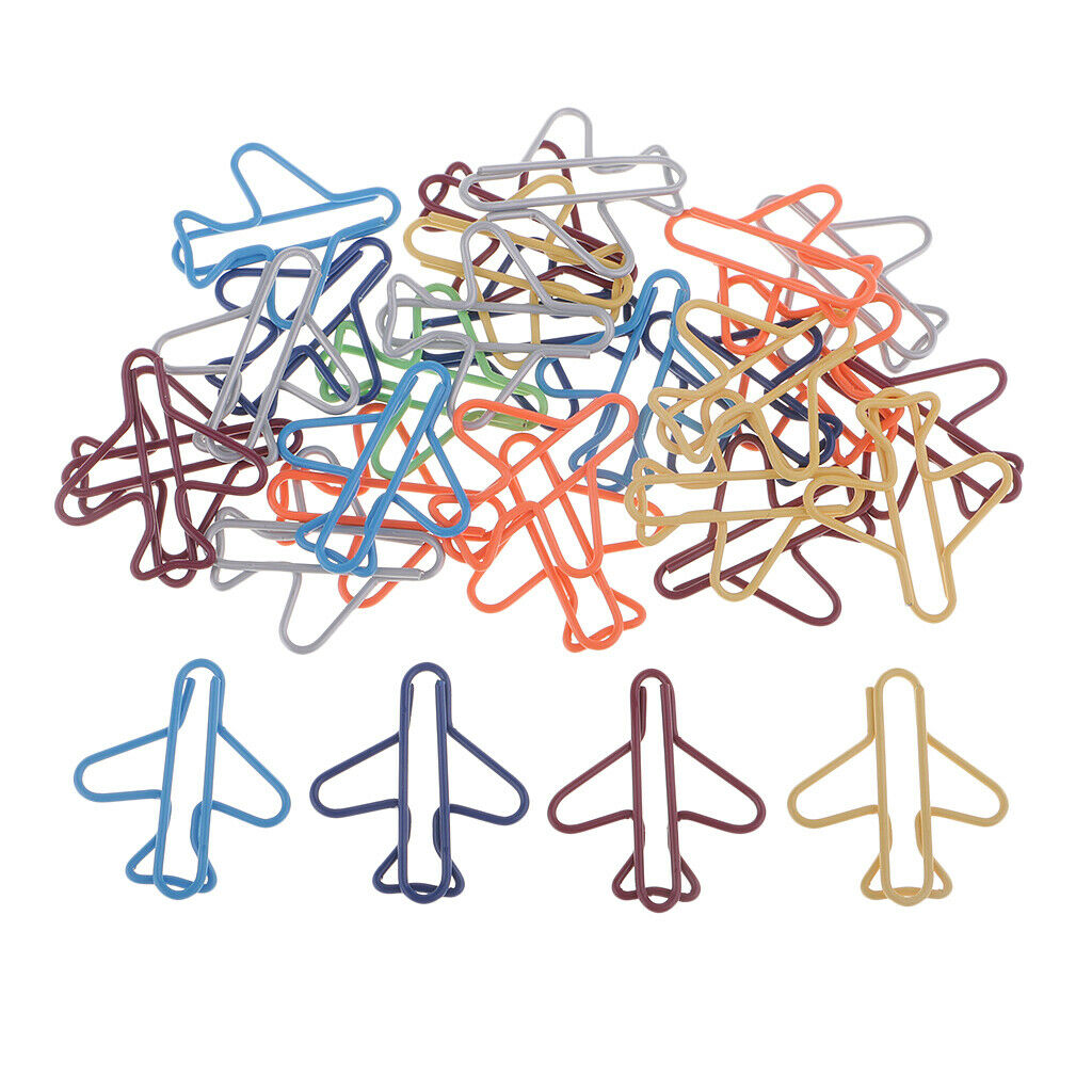 Prettyia 60pcs Colored Airplane Paper Clips Creative Bookmark Stationery Kit