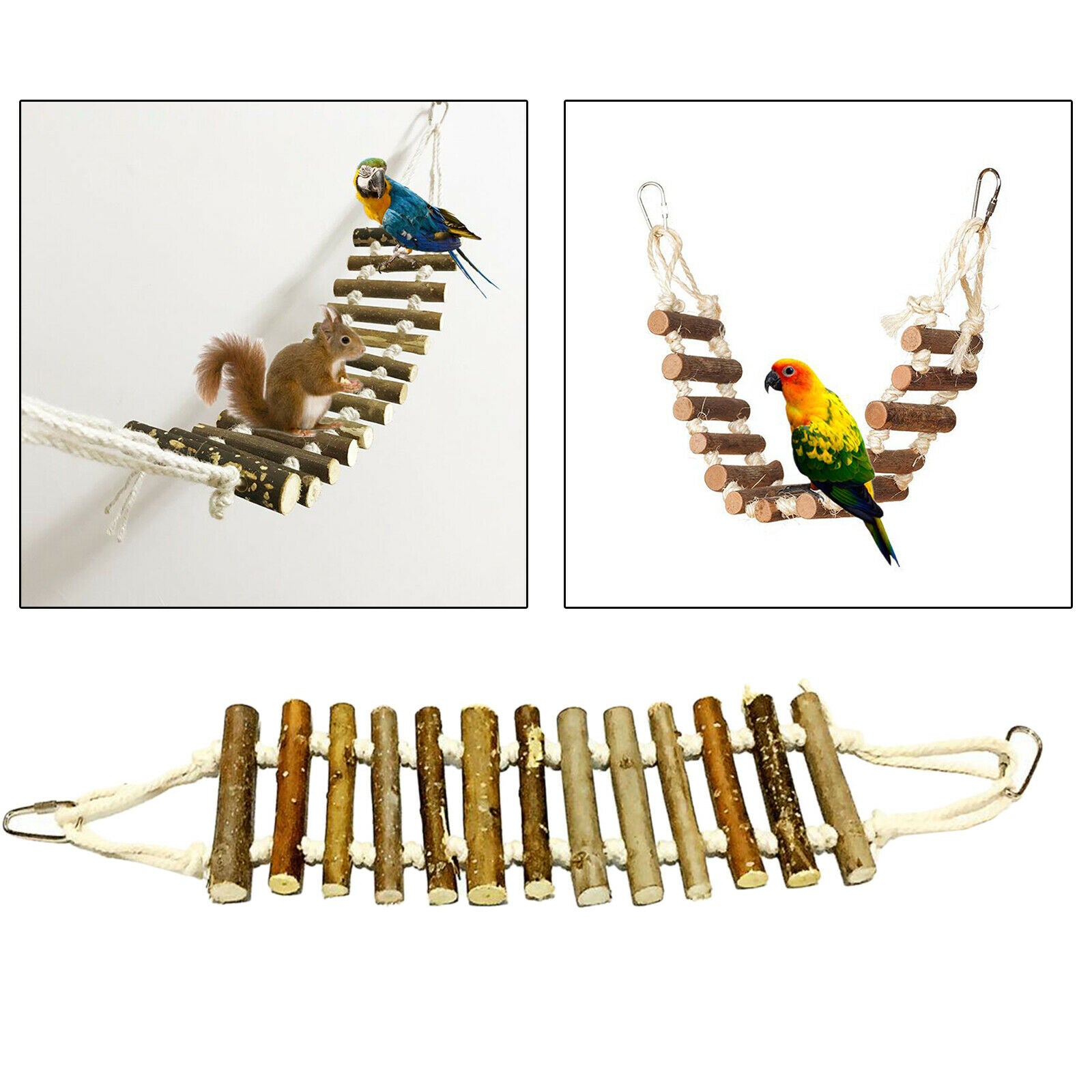 Pet Ladder, Bird Toys for Parrots, Macaws, African Grays, Parakeets, Cockatoos,