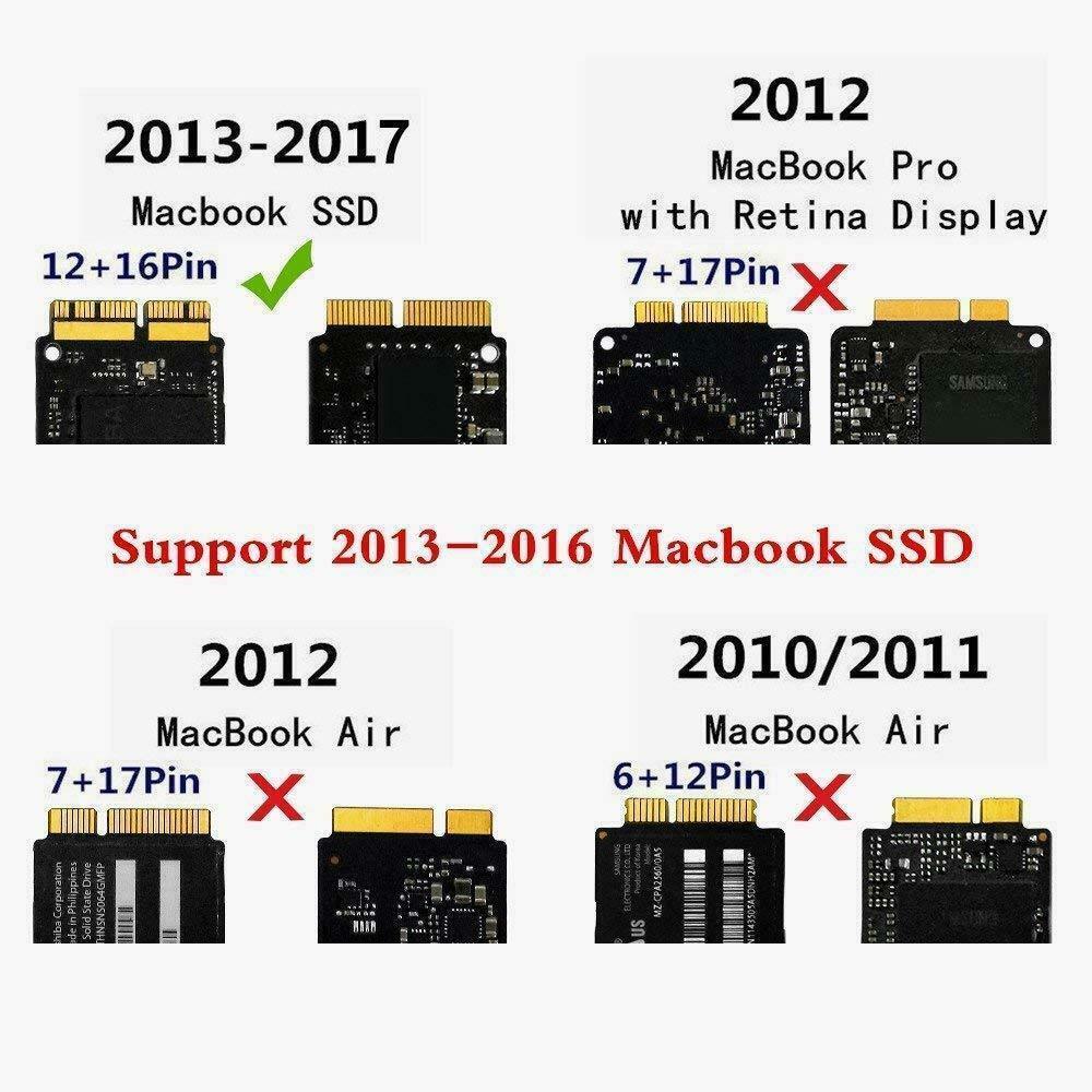 Adapter Card to PCI-E 4X for 2013/14/15/16/17 MacBook Air pro 12+16 pin SSD