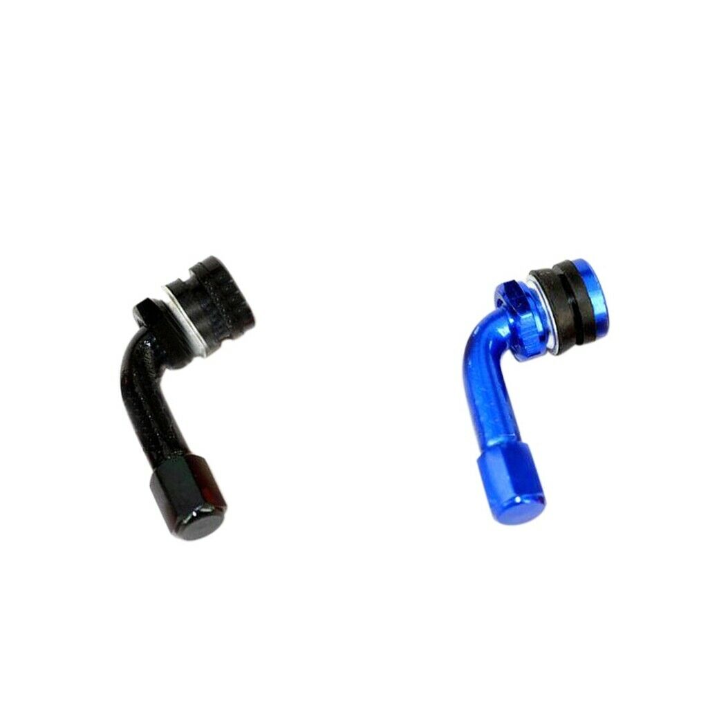 90 Degree Motorcycle Vehicle Tire Tyre Wheel Valve Caps Air Stem Black/Blue