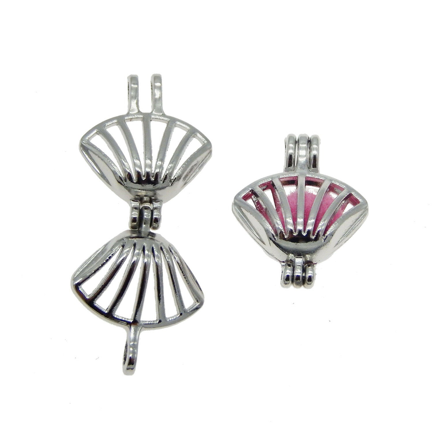 1PC White K Plated Alloy Sector Hollow Openable Locket Charms Pendants Jewelry