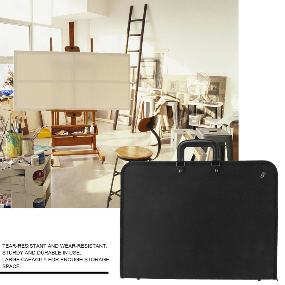 Black PVC Portable Drawing Sketch Zip Bag For A3 Art/Drawing Board