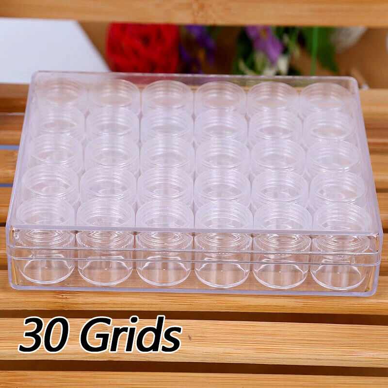 1Set 30 Grids Diamond Embroidery Box Plastic Transparent Bead Storage Cases