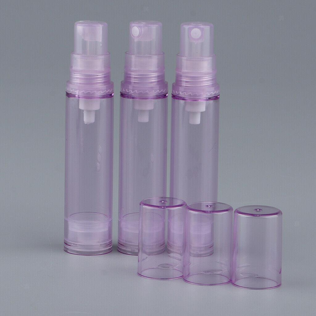3Pcs 10ml Empty Airless Pump Bottles Refillable Cosmetic Containers Purple