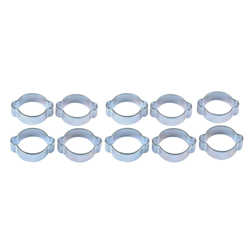 10-Pcs Zinc Plated Double Ear O Clip Hose Tube Fuel Clamps Assortment Kit -