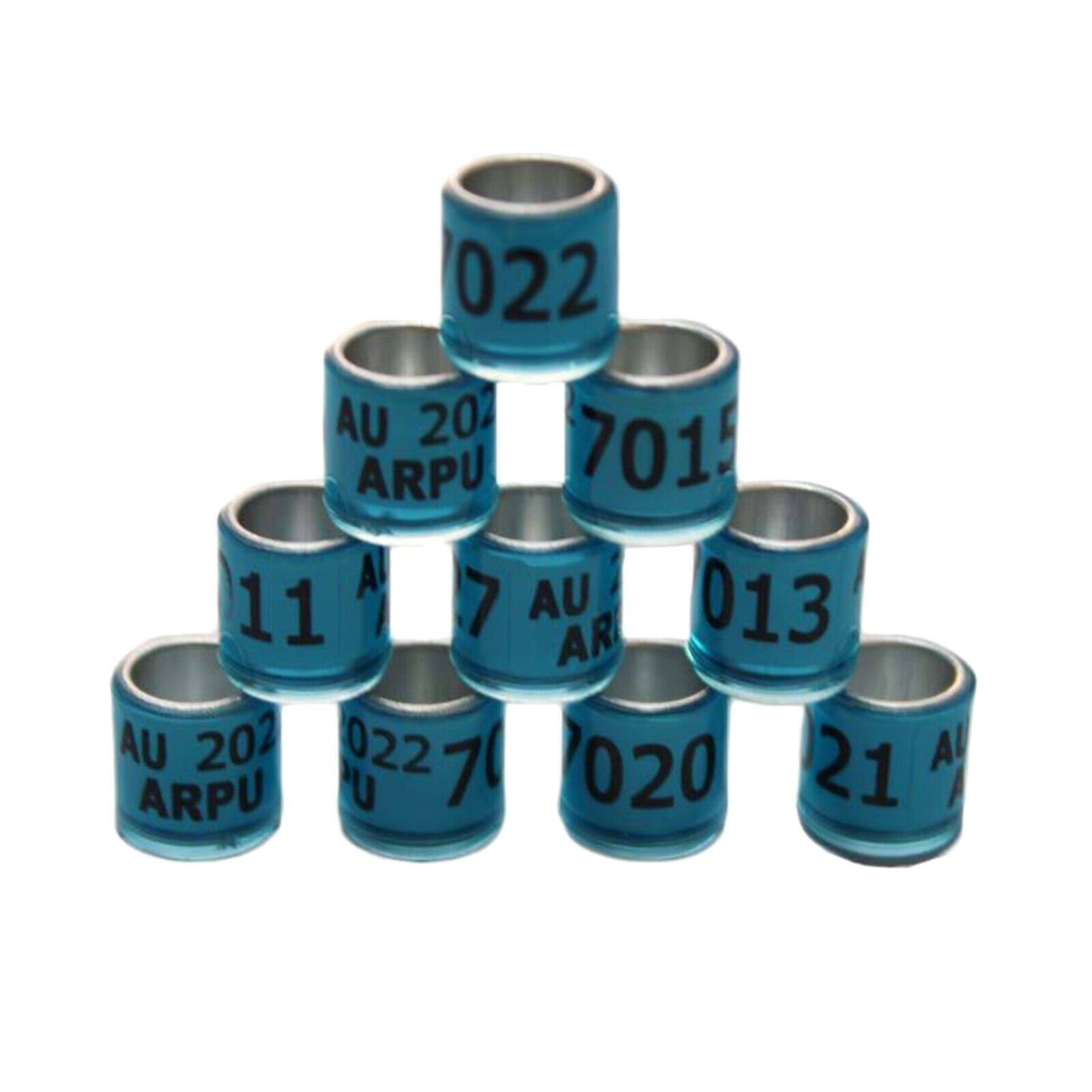 100Pcs 2022 Aluminium Dove Racing Pigeon Foot Rings Bands 8mm Blue
