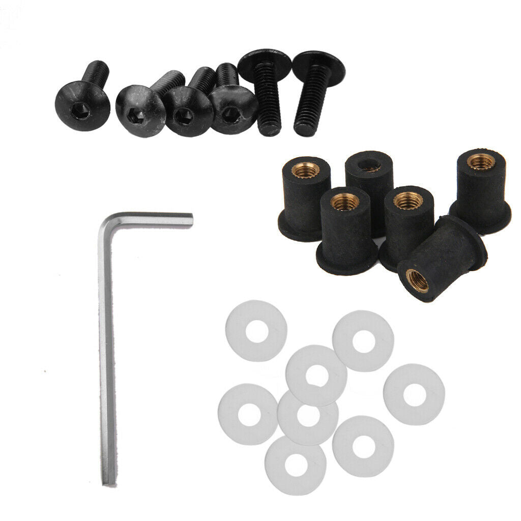 4mm + 5mm Fairing Windscreen Screw Bolt Windshield Mounting Nuts Kit Green