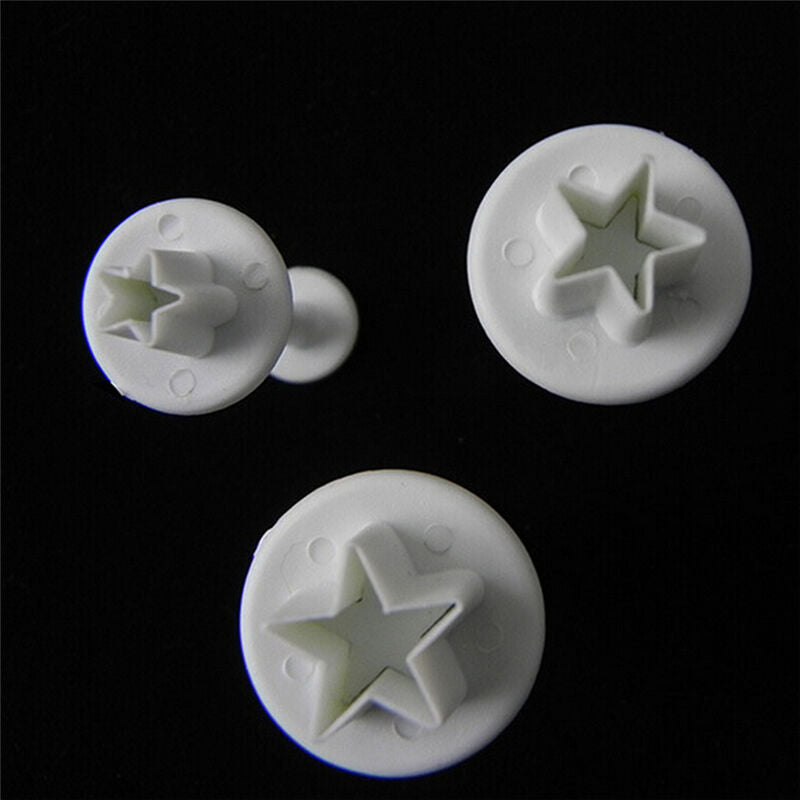 3PCS Star Cake Cookies Cutter Plunger Sugarcraft Decorating Fondant Mol.l8