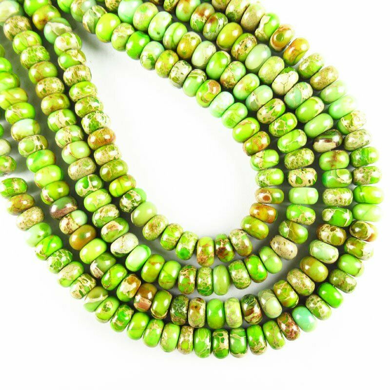 6x4mm Light Green Manmade Sea Sediment Jasper Rondelle Loose Bead 15.5 " 611DHS