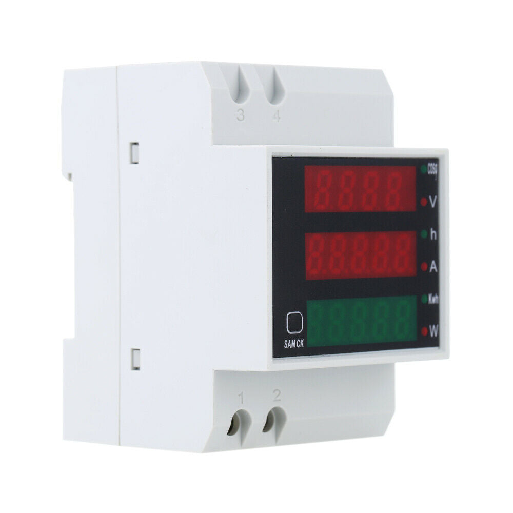 AC200-450V Digital Rail LED Current Voltage Power Meter Ammeter Voltmeter