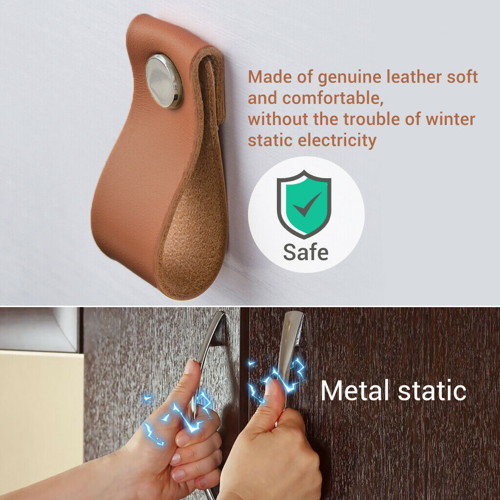6 Packs PU Leather Cabinet Pulls Drawer Wardrobe Furniture Knob Handle
