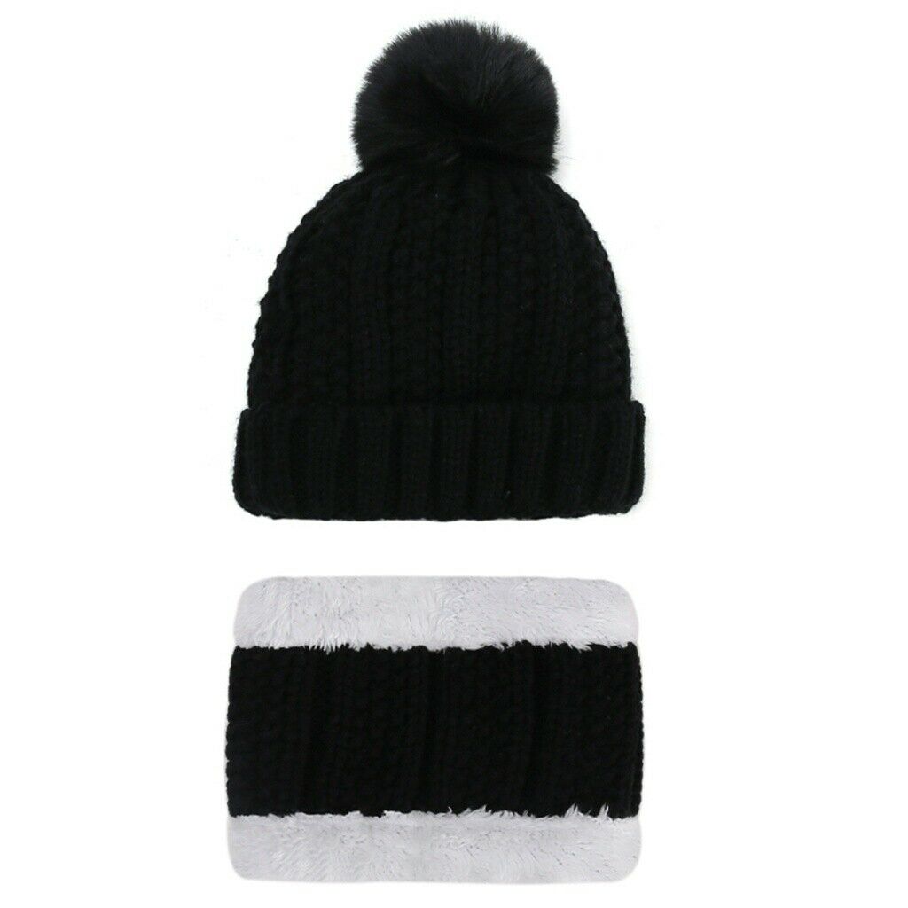 Unisex Baby Winter Hat Scarf Set Kids Warm Knit Beanie Hat Neck Scarf Set