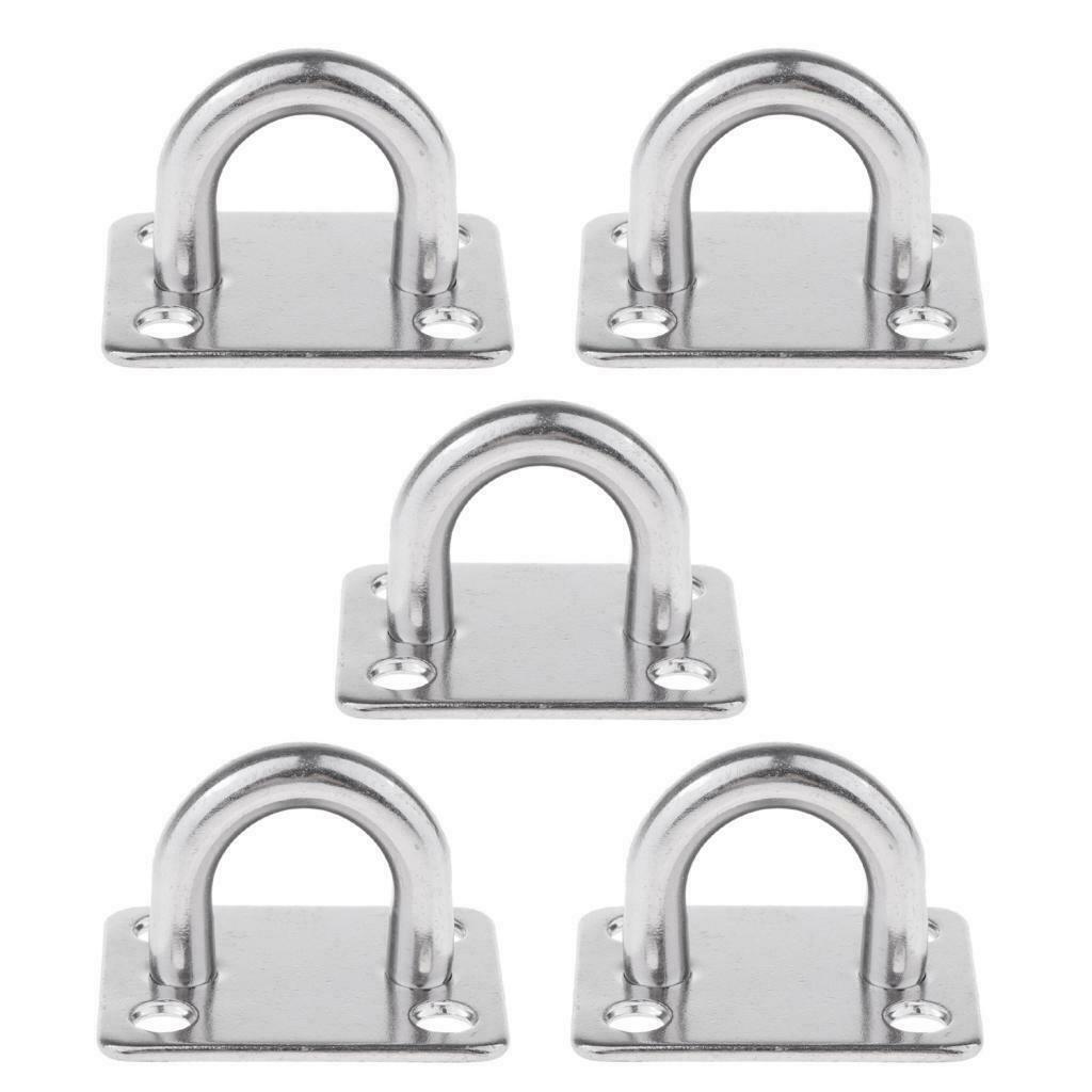 10 Pcs M5 Wall Ceiling Hook Stainless Steel Pad Eye Plate Marine Boat Rigging