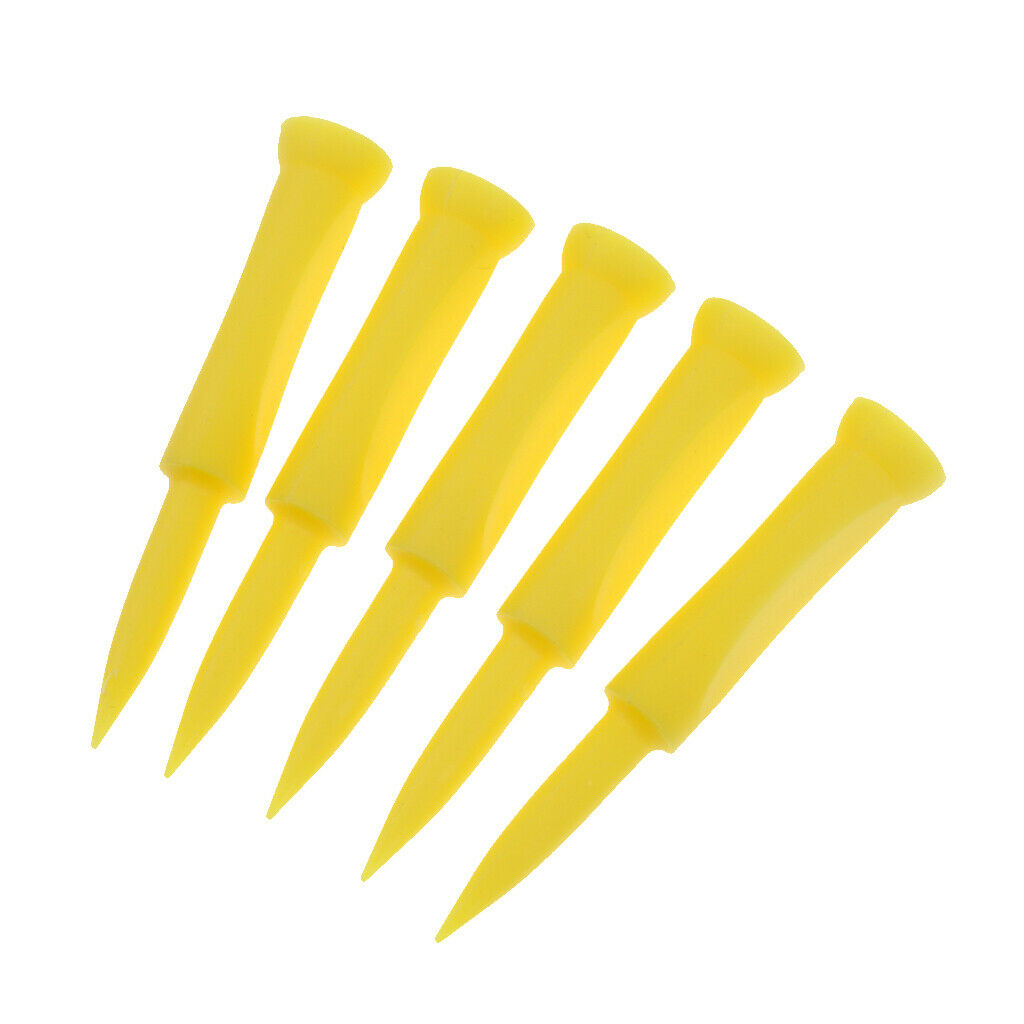 5pcs-set plastic golf tees 70mm yellow