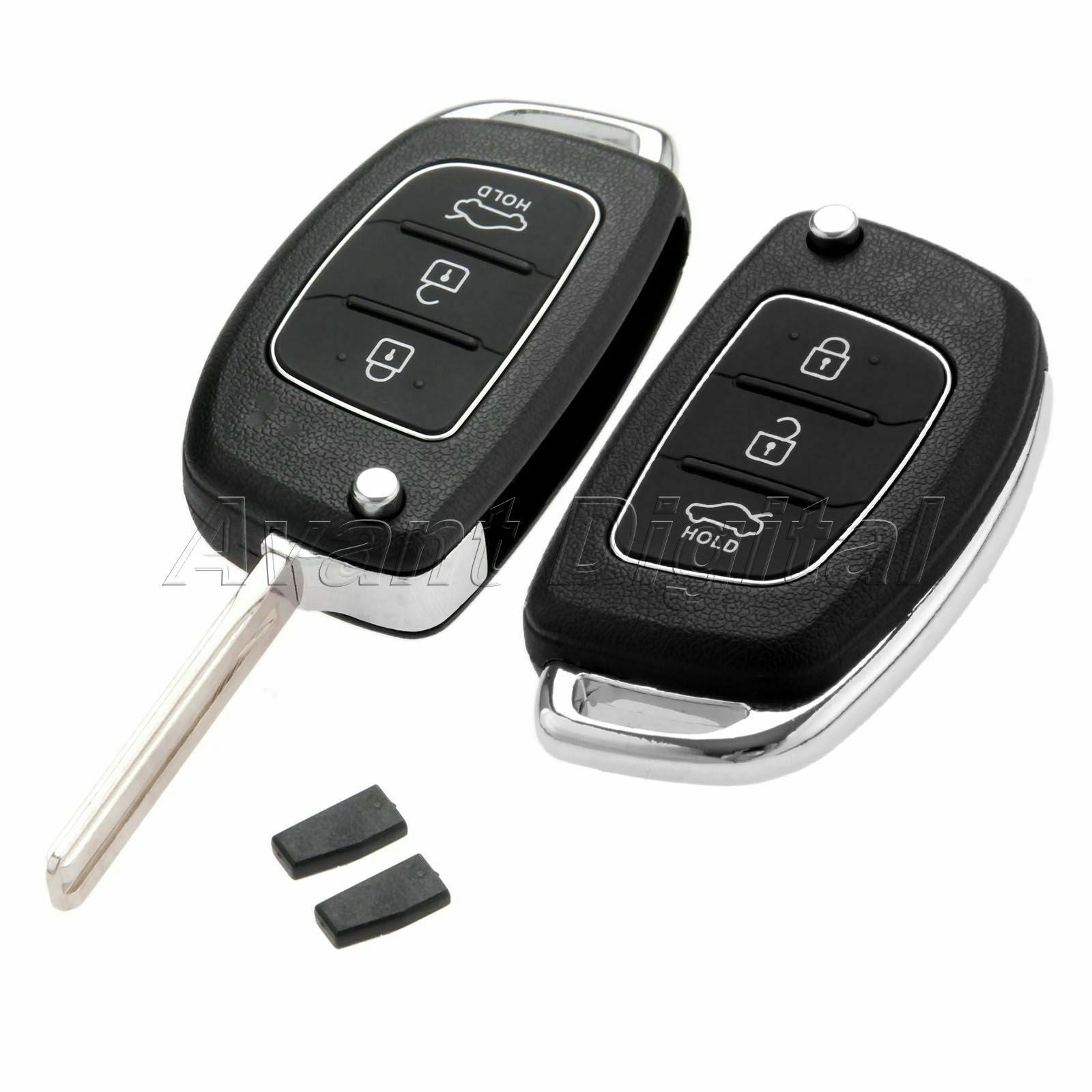 2Pcs 3 Buttons Remote Key ID46 Chip TOY40 Blade With Battery Fit For HYUNDAI
