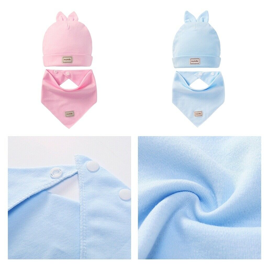 2Set Baby Kids Infant Toddler Bandana Bib Feeding Triangle Salvia Towel Hat