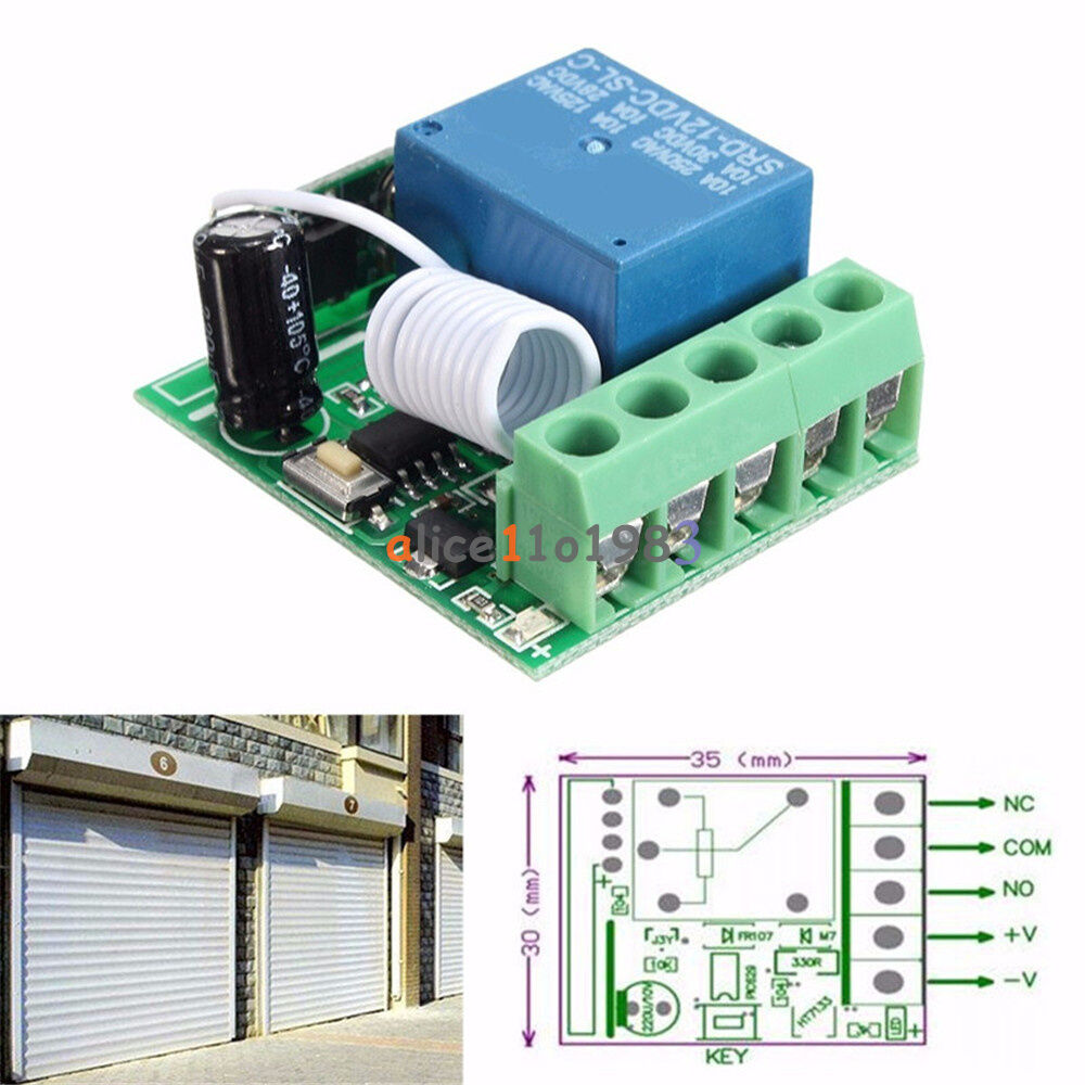 315MHz DC12V 10A 1-Channel Wireless Relay RF Remote Control Switch Receiver SRD