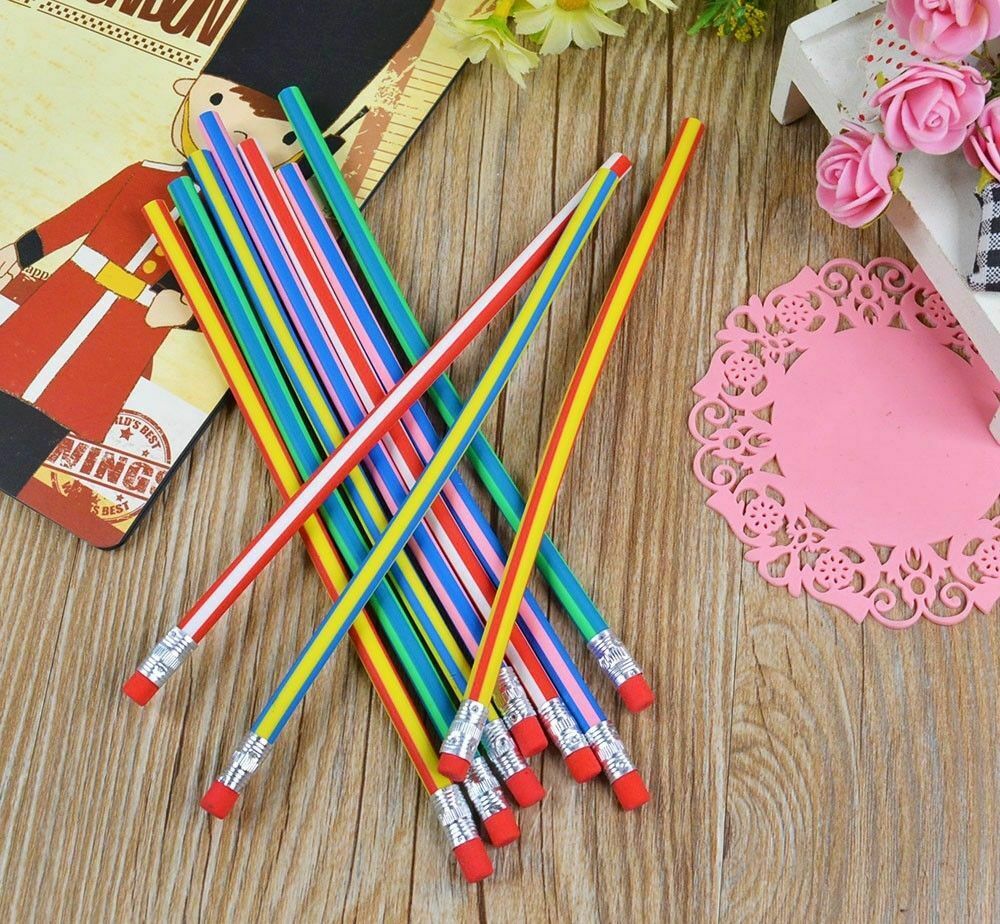 100Pcs Colorful Magic Bendy Flexible Soft Pencil with Eraser For Kids Writing