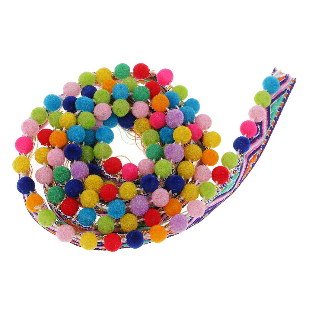 3Yds Embroidery Trim Pom Pom Fringe Ribbon Trimming DIY Clothing Headband Sewing