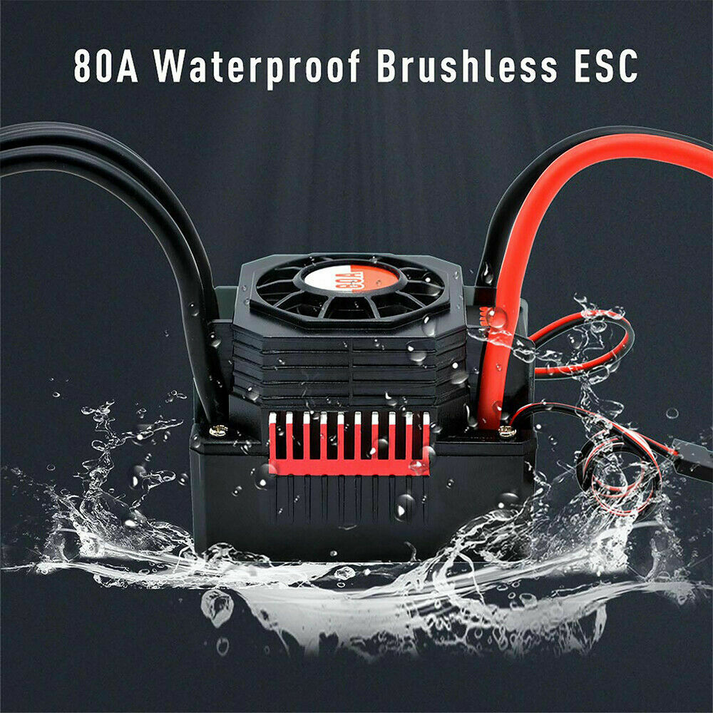 Rocket 3650 Waterproof Sensorless Brushless Motor 5900KV 80A ESC for 1/10 RC Car