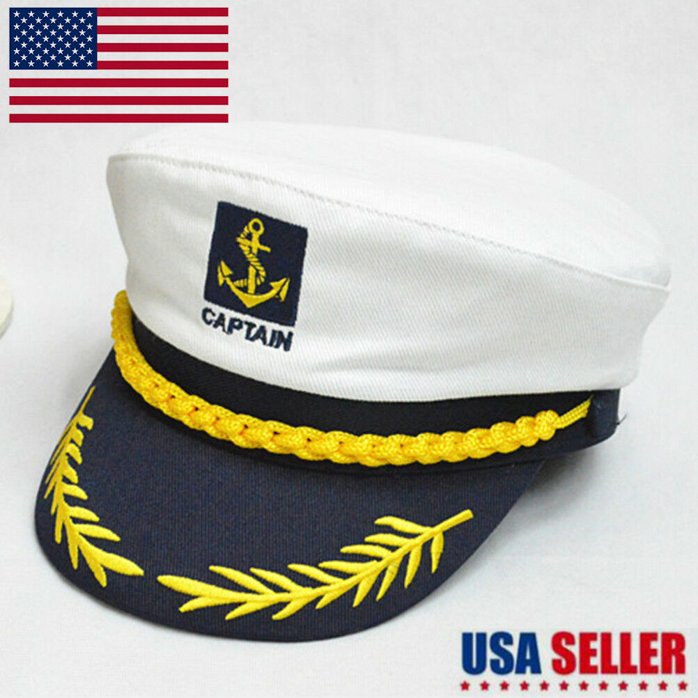 Adjustable Navy Marine Yacht Boat Ship Sailor Captain Fancy Costume Hat Cap C Lt
