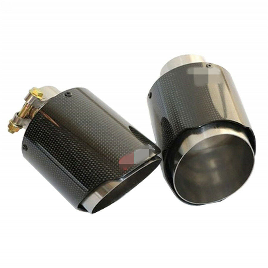 3" 76mm Inlet Real Carbon Fiber Stainless Steel Car SUV Exhaust Muffler Pipe Tip