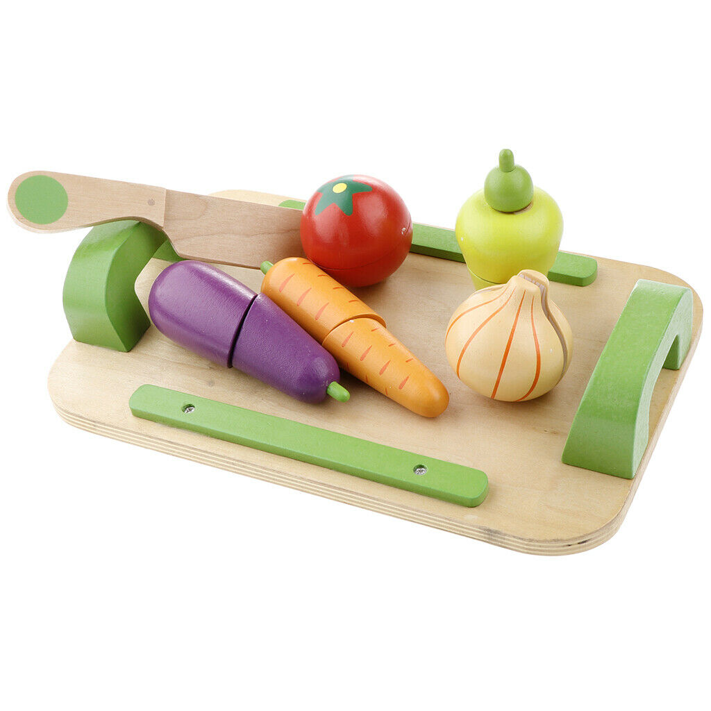 Wooden Cutting Fruit Food Fun Toys Magnetic Cooking Sets Pretend Food Playset