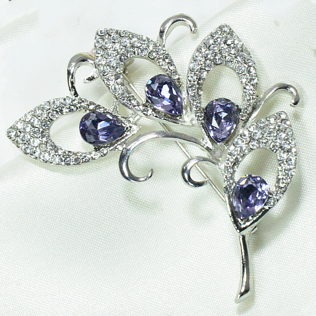 Women Crystal Leaves Brooch Wedding Bouquet Pin Jewelry for Party Prom