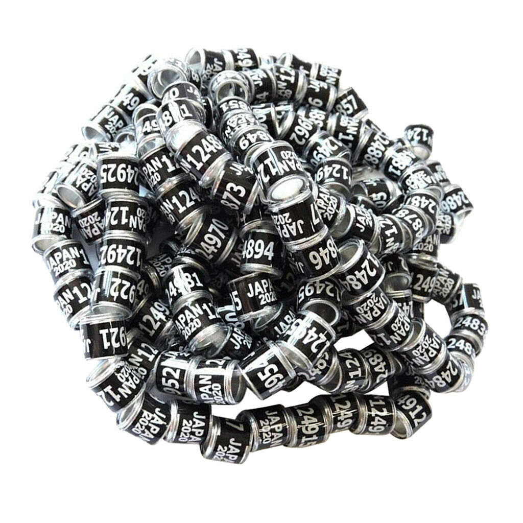 Set of 100 Racing Pigeon Leg Ring 2020 Year 8mm Plastic No Harm Black Japan
