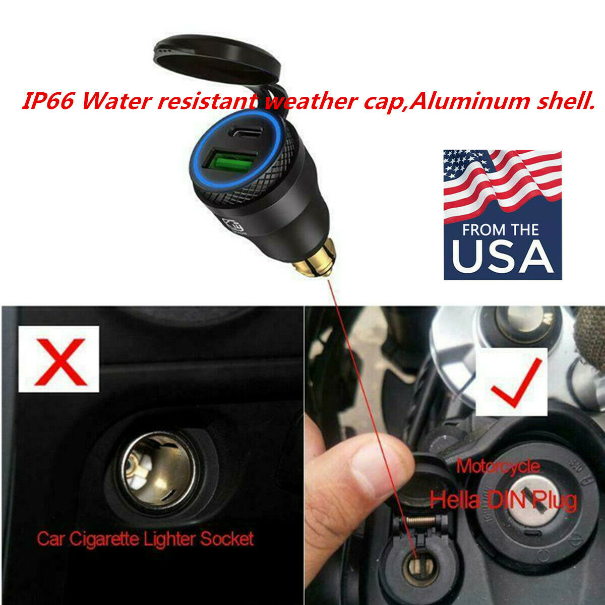 New QC3.0 USB Type C PD Fast Charger Power Adapter Hella DIN Plug Socket For BMW