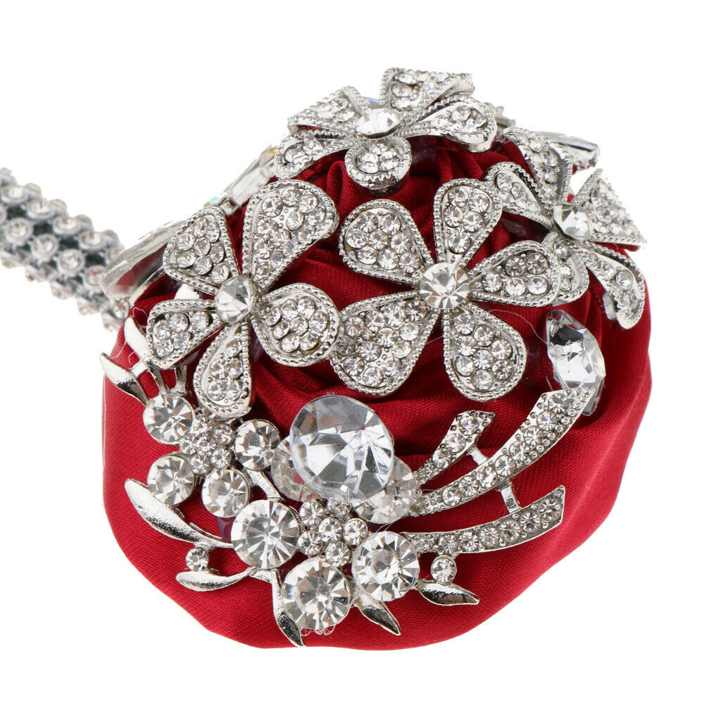 Bride Groom Rhinestone Crystal Corsage Boutonniere Wedding Supplies Wine Red