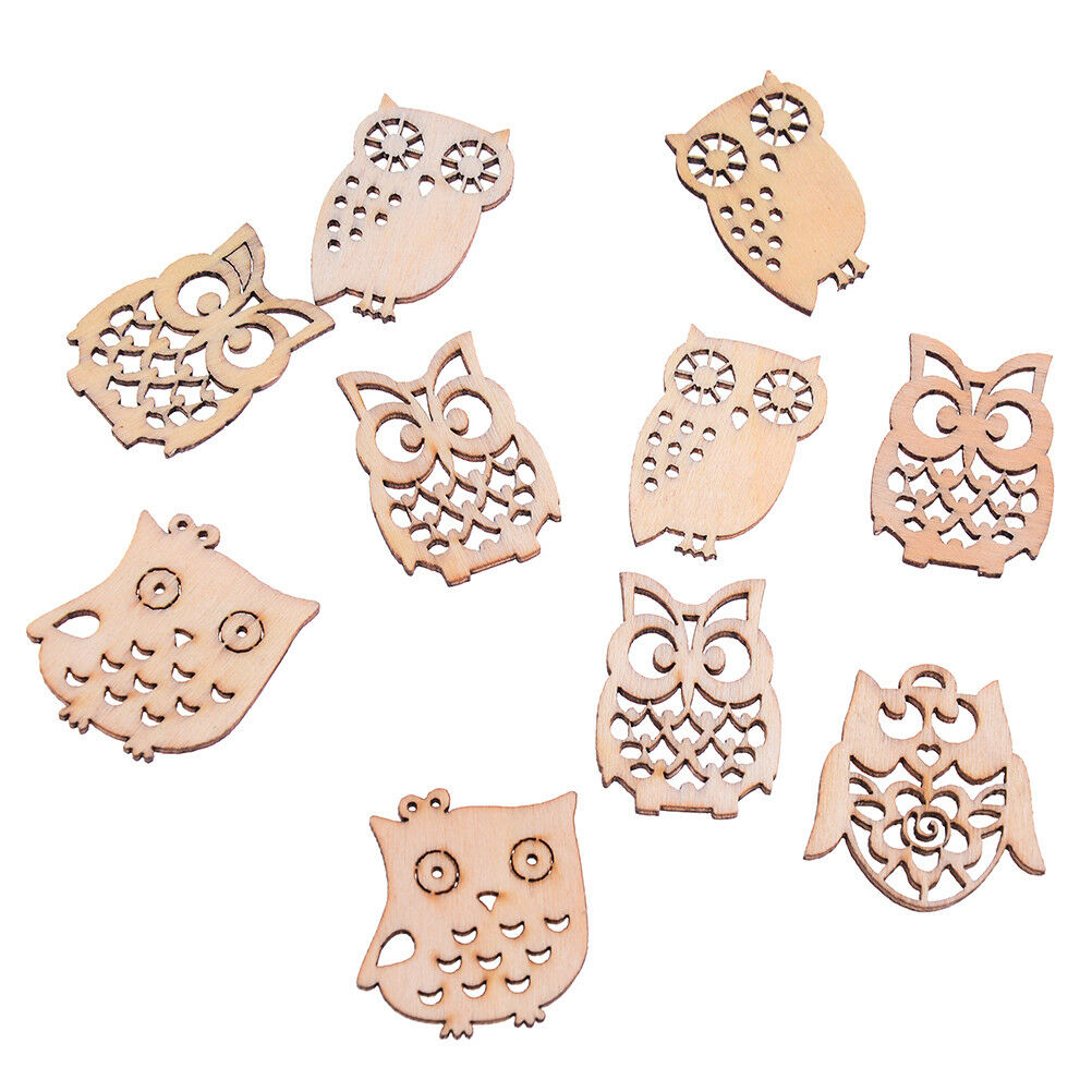 Sewing scrapbooking accessories mix natural owl shape wooden crafts handJ JfBDA