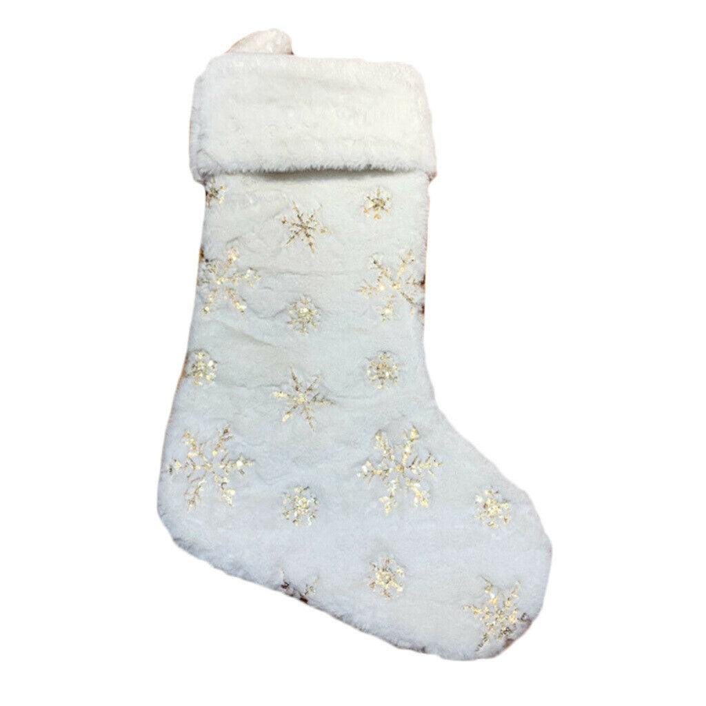 Furry Christmas Stocking for Holiday   Home Shop Party Decor Beige