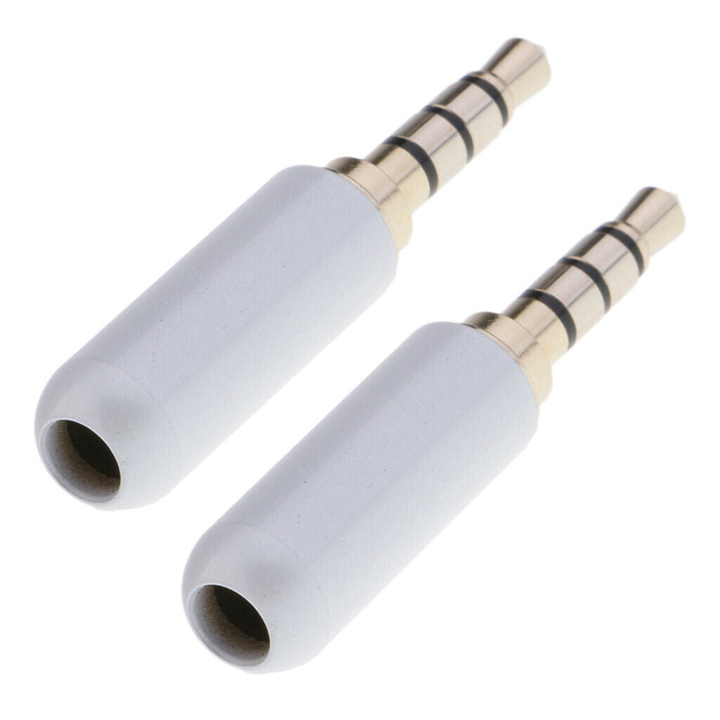 2 Pieces 3.5mm 1/8" TRRS 4 Pole Male Plug A/V Solder Connector White