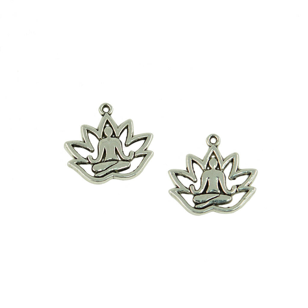 70pcs Filigree Yoga Lotus Flower Charms & Tree Of Life Pendant DIY Crafts