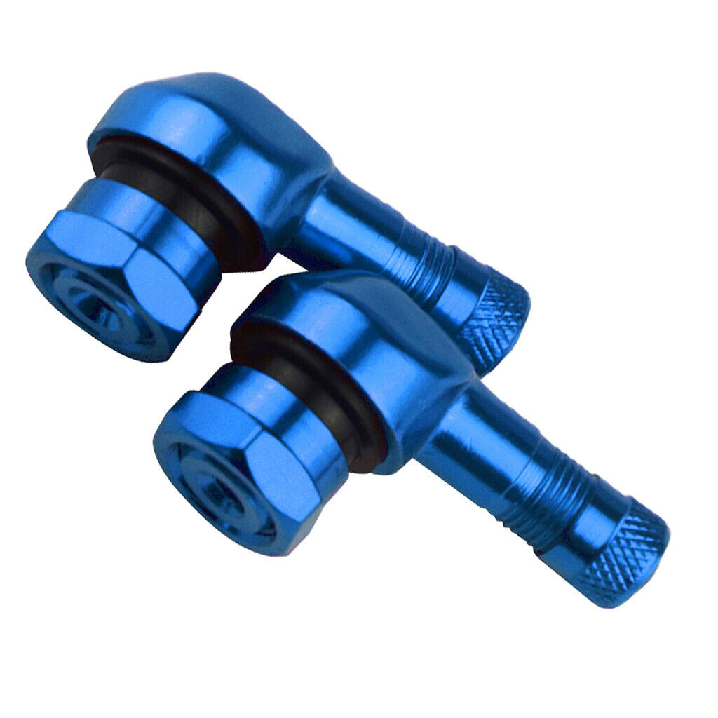 90 degree CNC Aluminum Universal Motorcycle Wheel Valve Stems Blue & Black