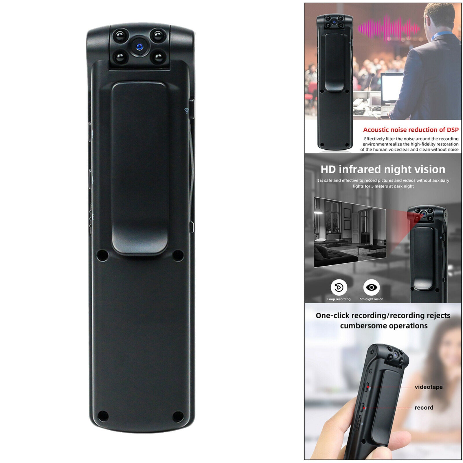 1080P Digital Mini Body Camera Wifi IP Video Spy Hidden Cam DV Black 1200Mah