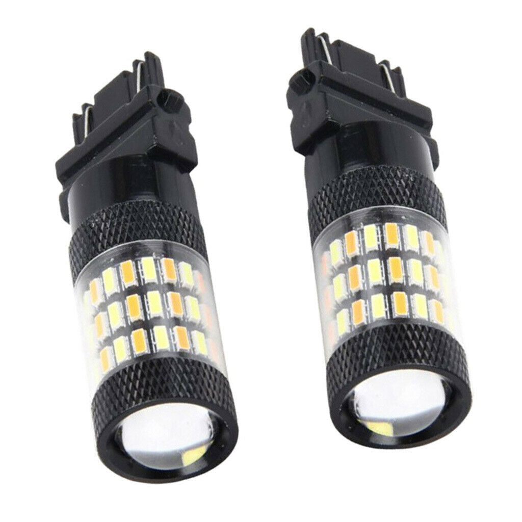 2 Pieces 3157-4014-60SMD LED Turn Signal Fog Driving Light Bulbs Amber+White