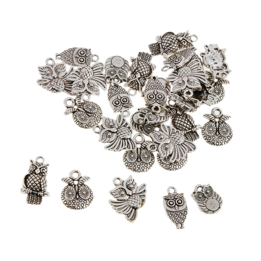 30x Charms Bracelets Necklace Phone Assorted Owl Beading Crafts DIY Supply