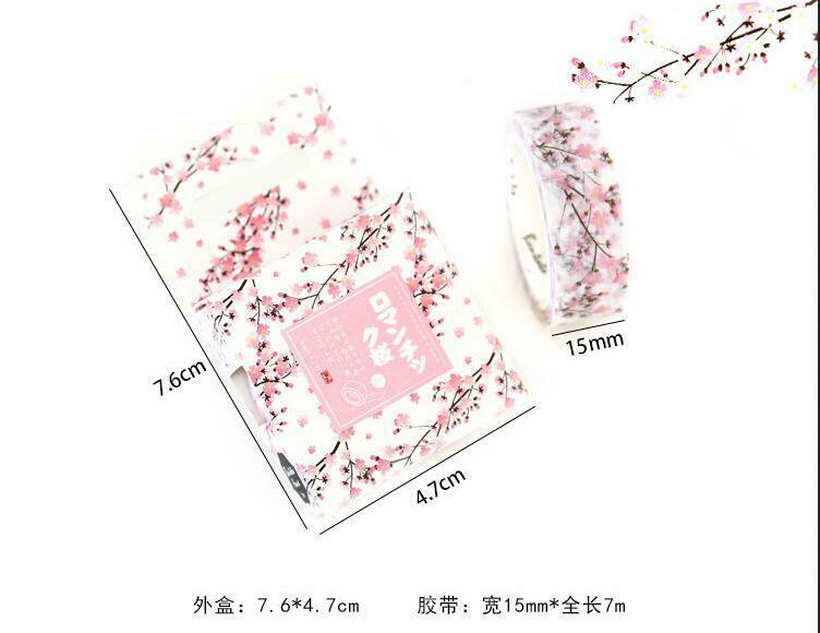1 Roll Cherry blossoms Washi Paper Tape Album creative decorative stickers 15mm