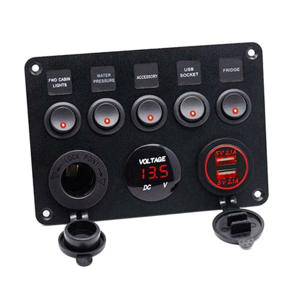 12V Circiut Voltmeter Cigarette USB Charger for Cars Boats, Yachts, Marine