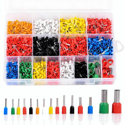 2120Pcs 6 Value Wire Copper Crimp Connector Insulated Cord Pin End Terminal