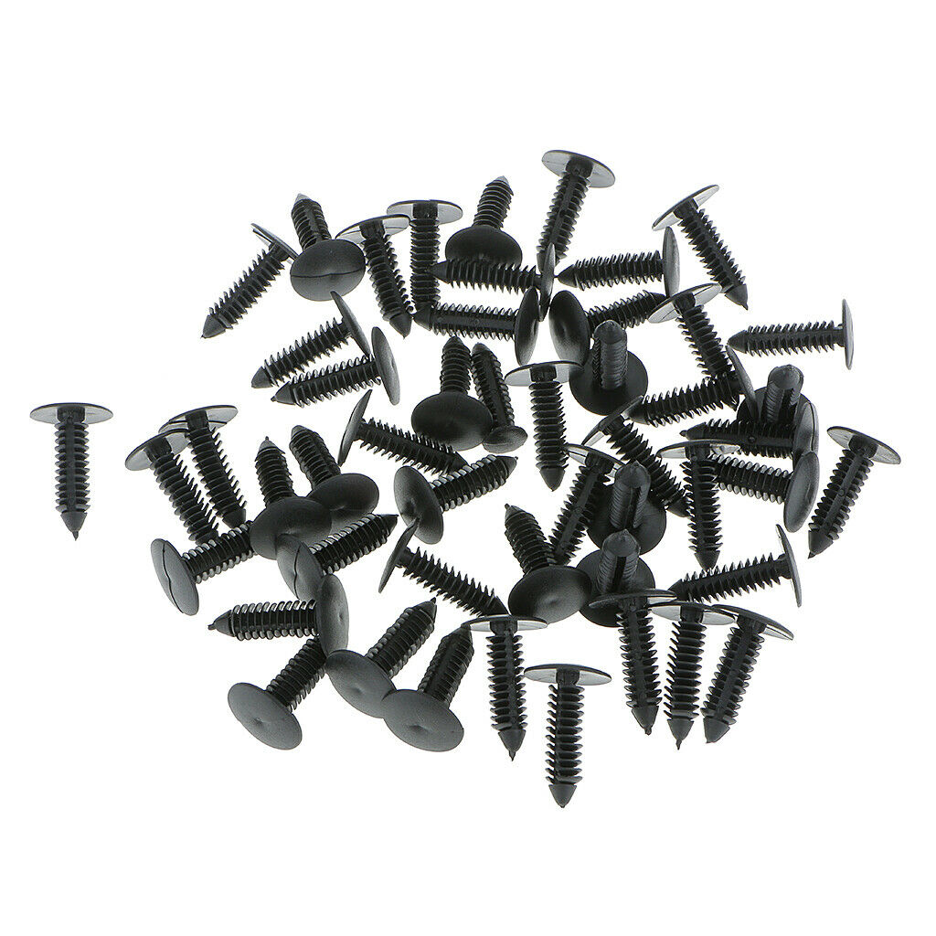 50pcs A12 Bumper Hood  Splash Guard Retainer Clips Fasteners Black