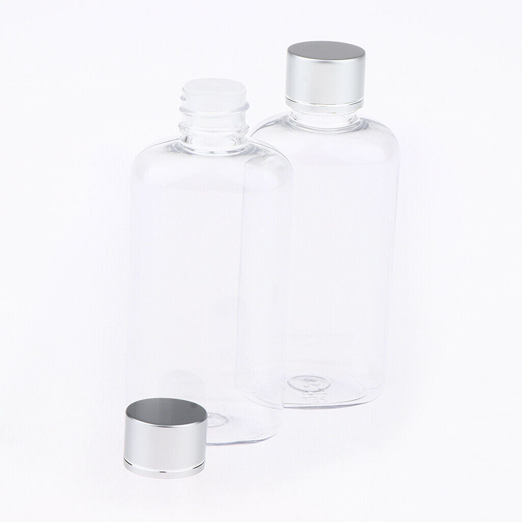 100ml Clear Plastic Empty Bottles with Alumite Screw Caps Set of 2 Lightweight