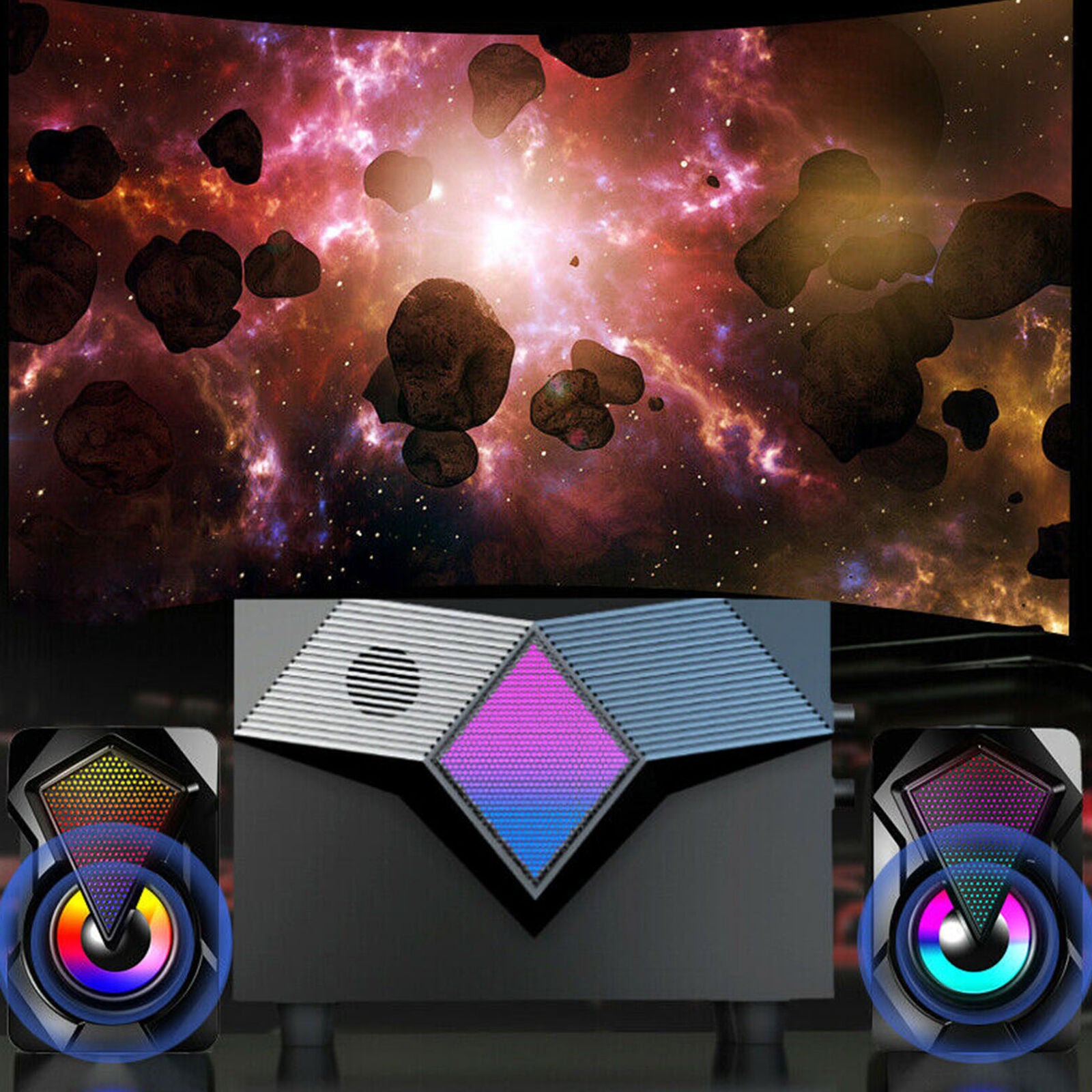 Surround Sound System LED Speakers Gaming Deep Bass USB LED For Desktop Computer