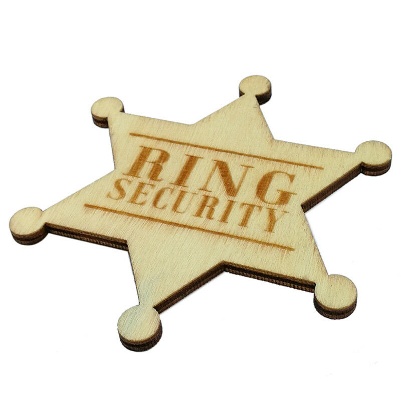 Retro Wooden Badge Pin Ring Security Wedding Rustic Badge Boys Girls Acces.l8