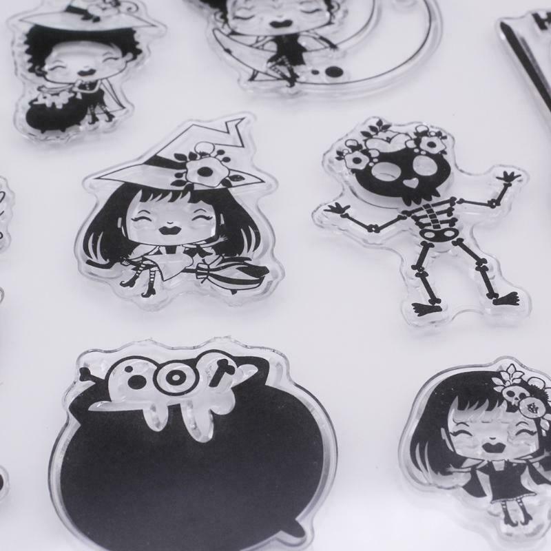 Clear Stamp Craft Making Embossing Mould for DIY Halloween Witch Card